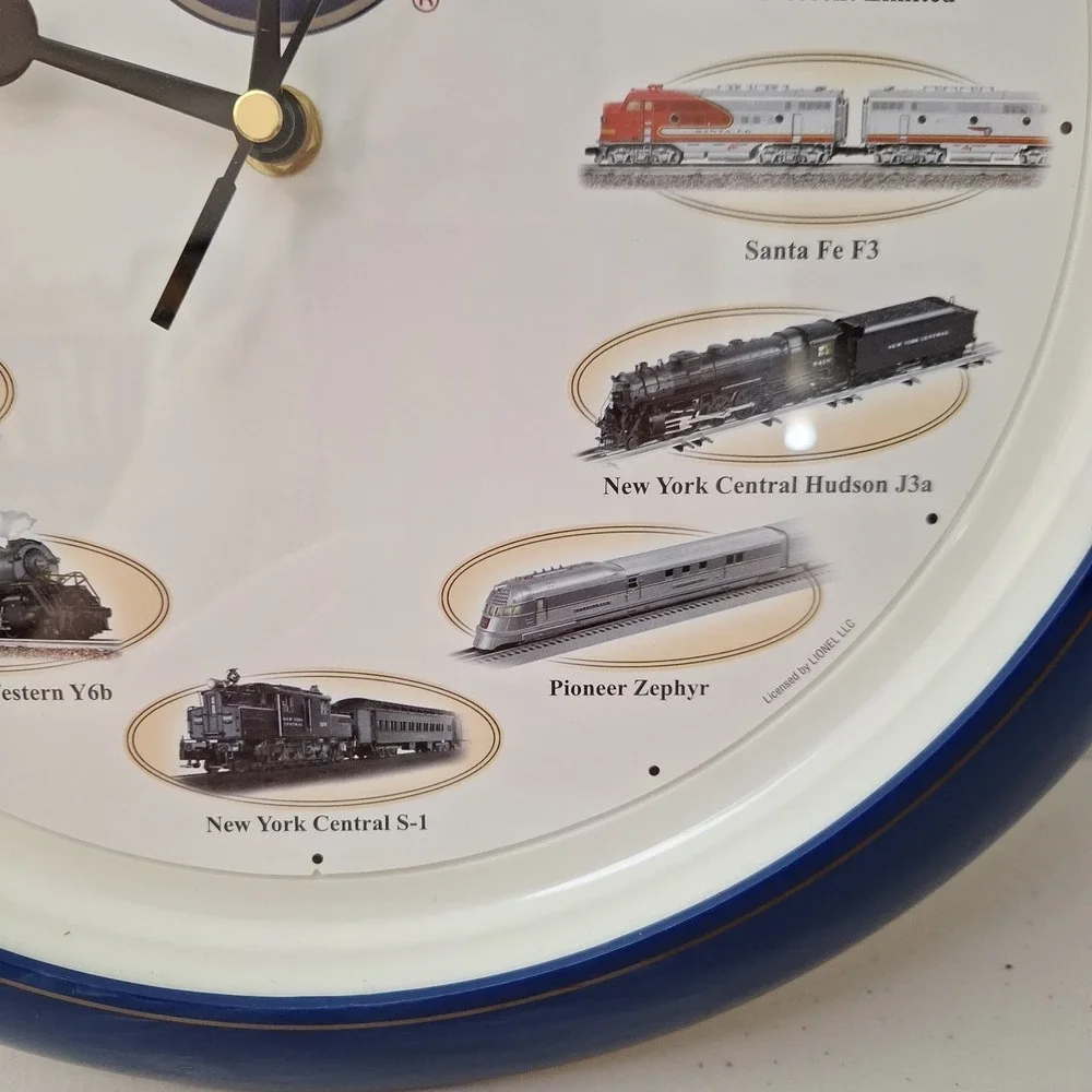 Vintage Blue Round Lionel Train Clock 12 Different Engine Sounds Tested & Works